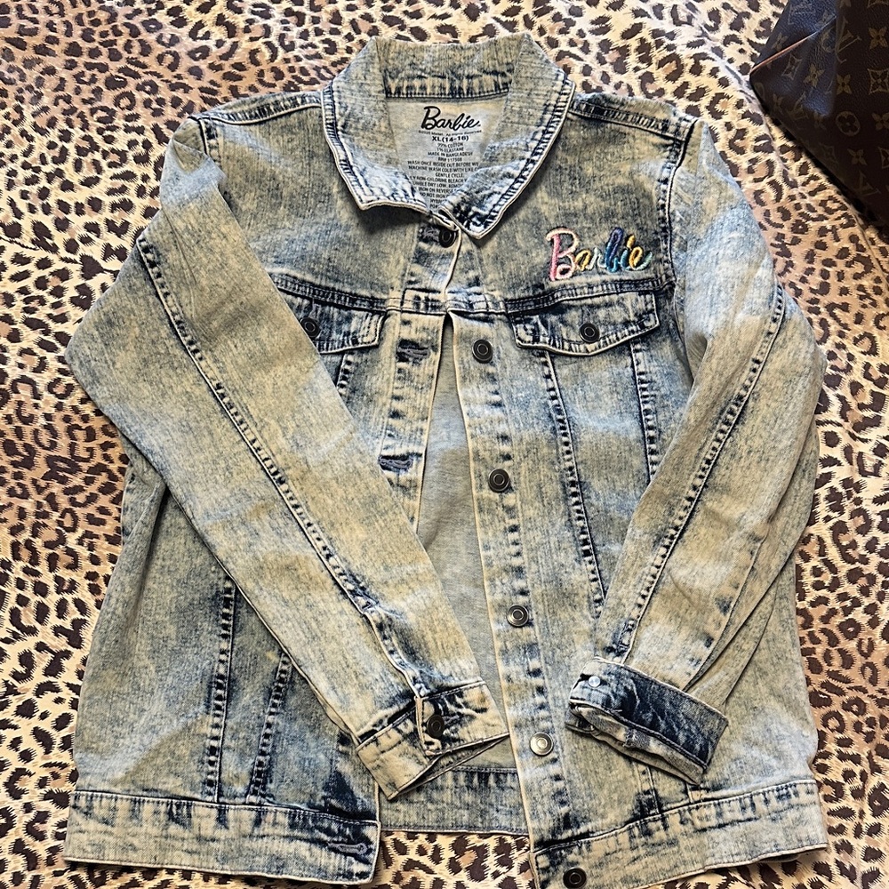 Barbie Light Blue Denim Jacket with Colorful Logo